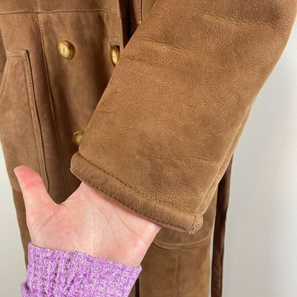 Vintage Women’s Sawyer Of Napa / Long Sheepskin Sheerling Lined Leather Coat 14 - Picture 6 of 16